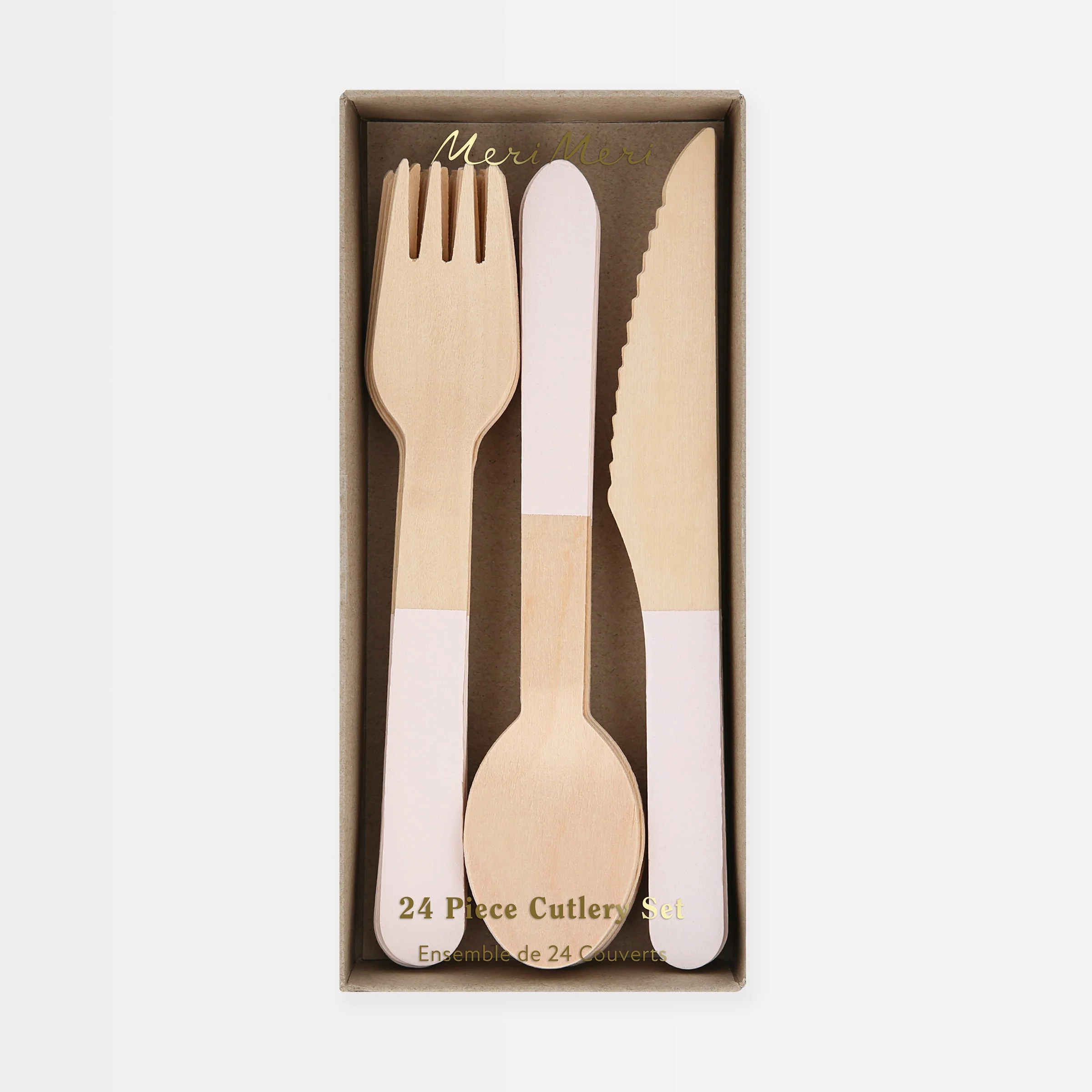 Meri Meri Ballet Slipper Pink Wooden Cutlery Set (x 24)