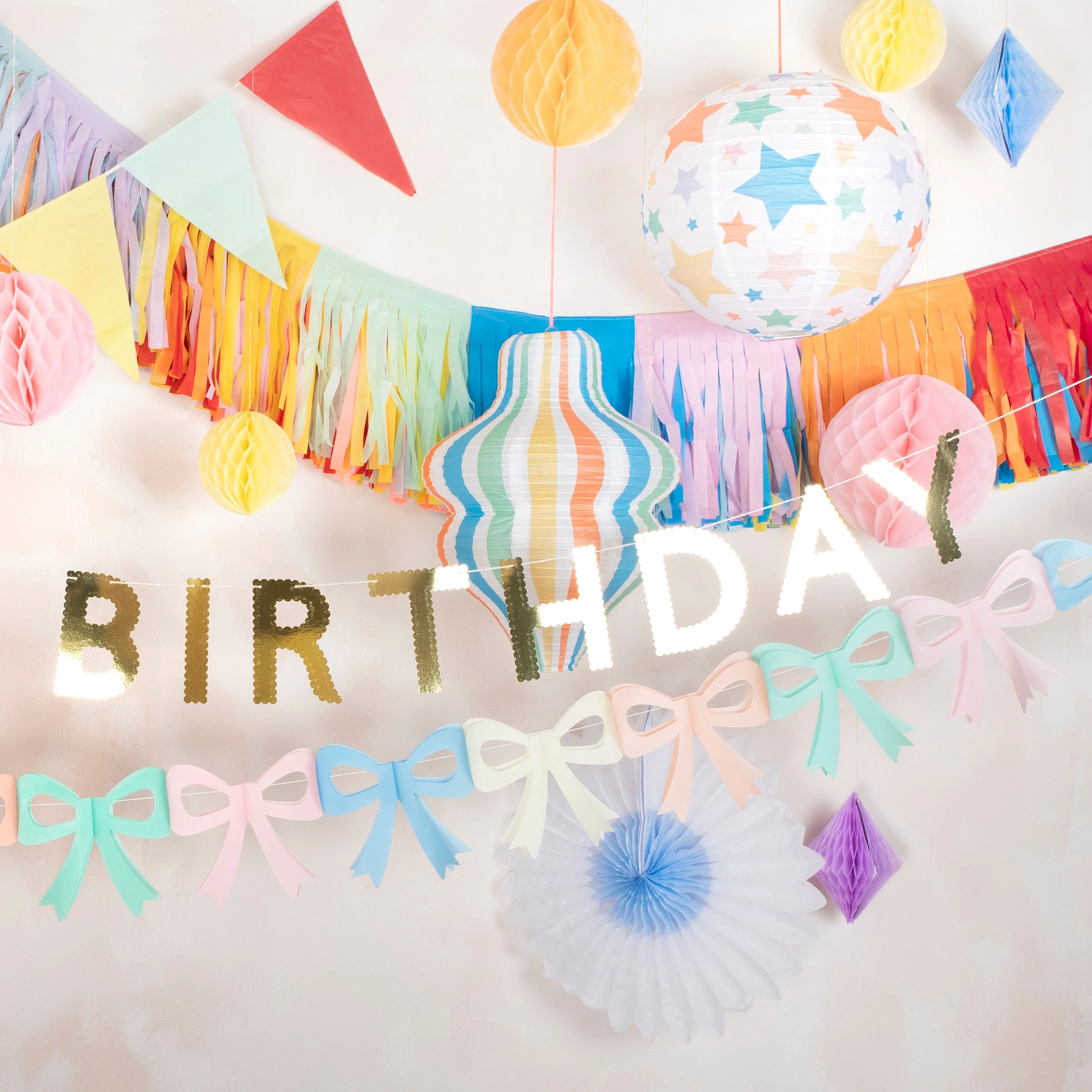 Meri Meri Bright Tissue Flag Garland Set - Image 2