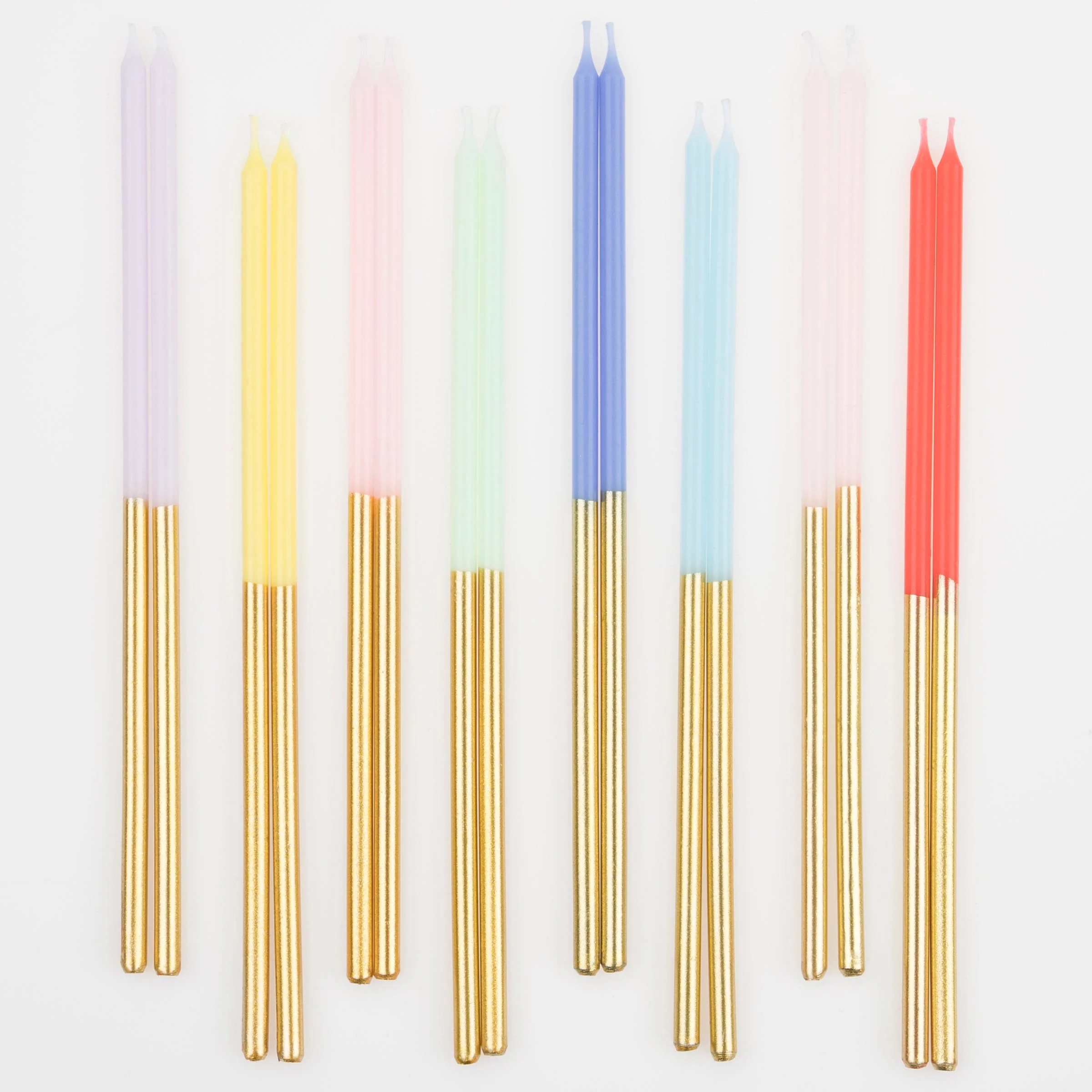 Meri Meri Gold Dipped Rainbow Mix Candles (x 16) - Image 3